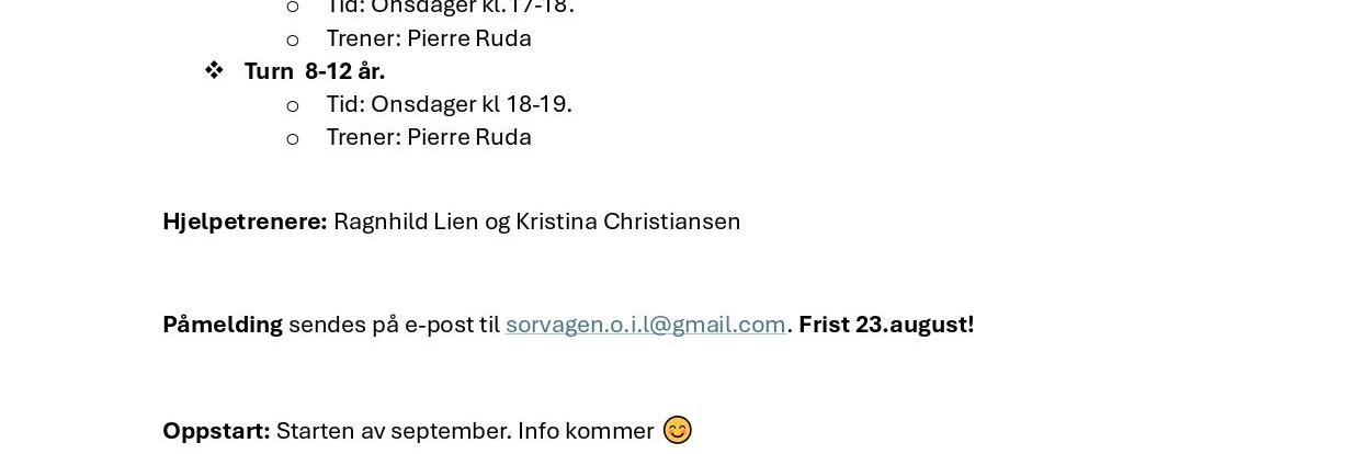 Infoskriv påmelding turn